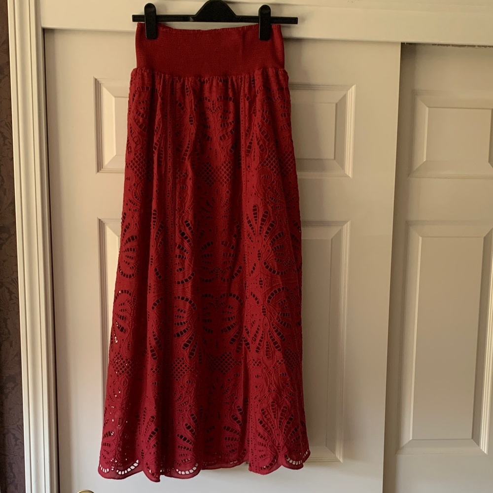 Elegant Red Lace Skirt